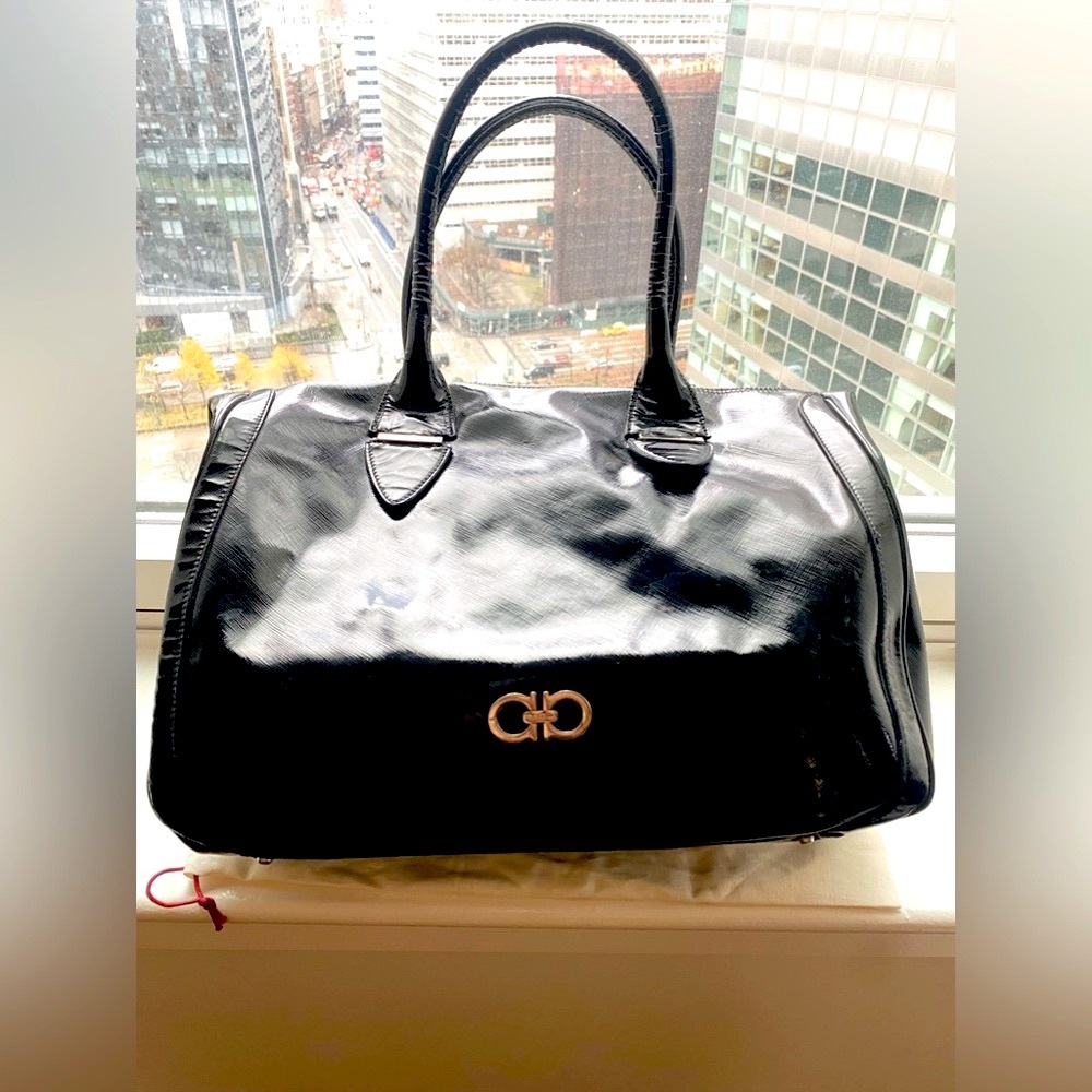 Salvatore Ferragamo Large “speedy” style patent leather bag